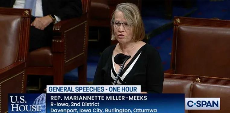 House Representative and ophthalmologist Mariannette Miller-Meeks speaks on the House floor