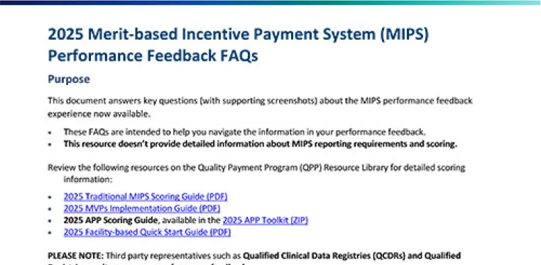 CMS page on 2025 MIPS performance scores