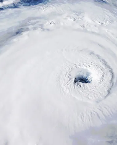 A satellite image of the eye of a hurricane
