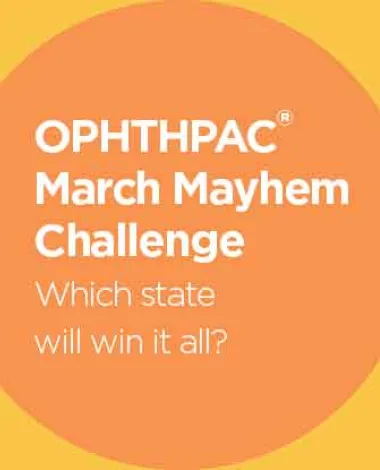 An illustration of the OPHTHPAC® March Mayhem bracket