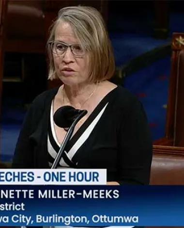 House Representative and ophthalmologist Mariannette Miller-Meeks speaks on the House floor