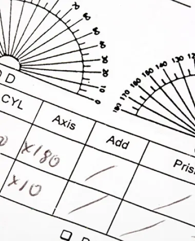 A closeup of a prescription for eyeglasses