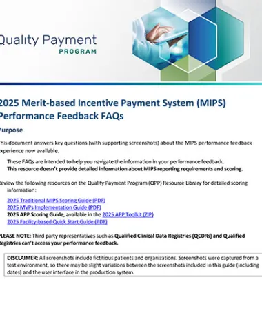 CMS page on 2025 MIPS performance scores