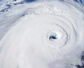 A satellite image of the eye of a hurricane