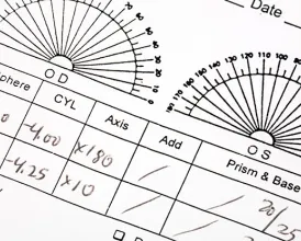 A closeup of a prescription for eyeglasses