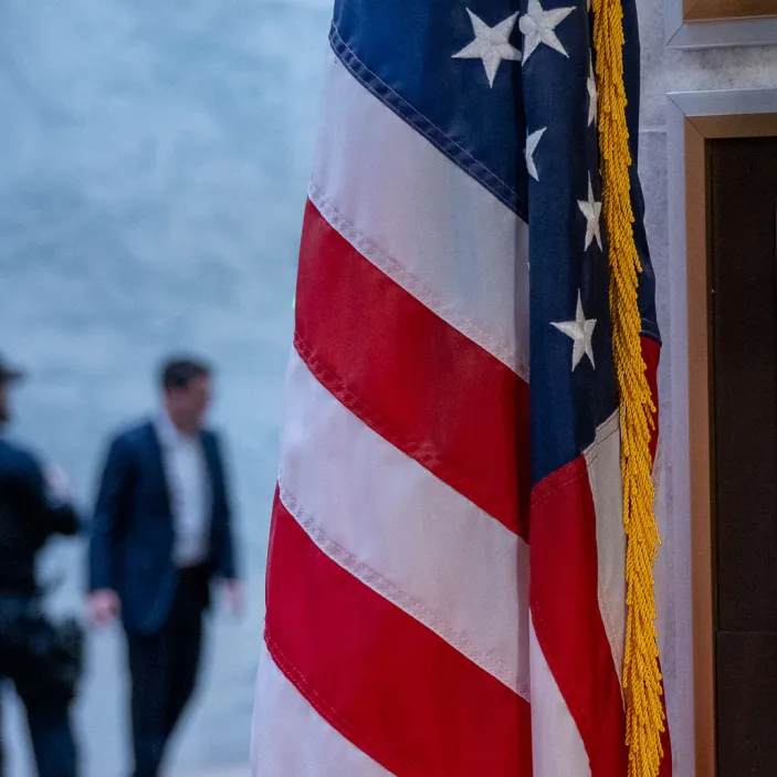 American flag in the halls of Congress